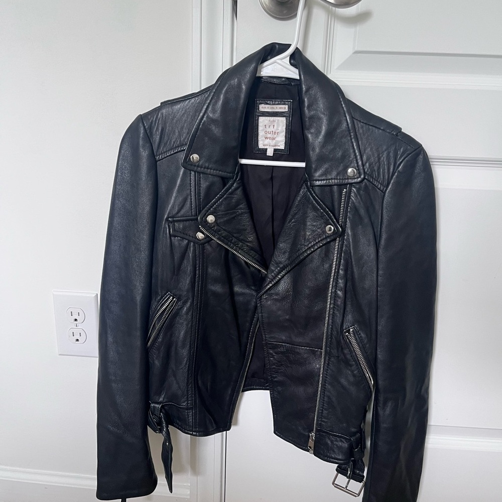 Zara Black Leather Biker Jacket